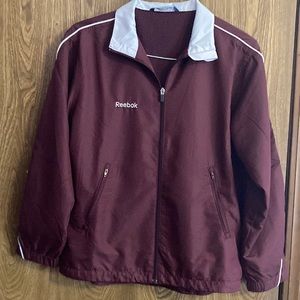 Reebok lightweight wind/rain zip up jacket plum color unisex zipper medium